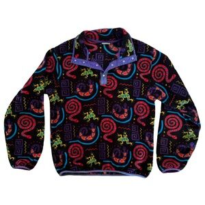 🦎 Vintage LL Bean Pattern Fleece Pullover vintage pattern Patagonia fleece